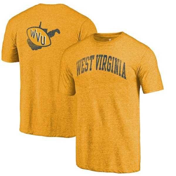 West Virginia Mountaineers Fanatics Branded Heathered Gold Vault Two Hit Arch T-Shirt,We sell and wholesale West Virginia Mountaineers Fanatics Branded Heathered Gold Vault Two Hit Arch T-Shirt on line form chian!